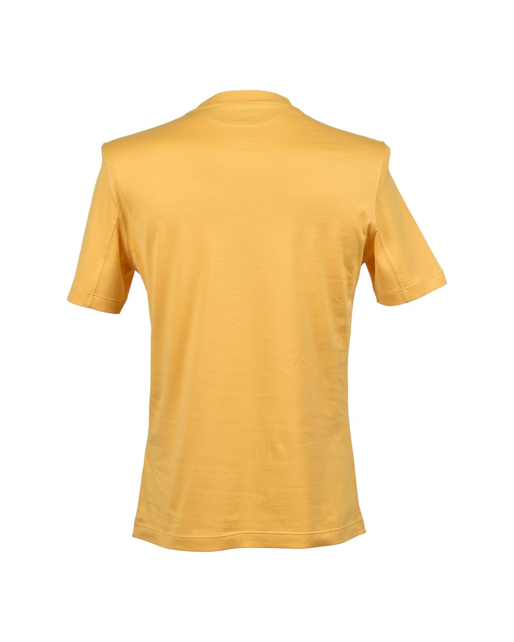 Brunello Cucinelli Yellow 100% Cotton Crew Neck Slim Fit Short Sleeve Logo Tshirt for men