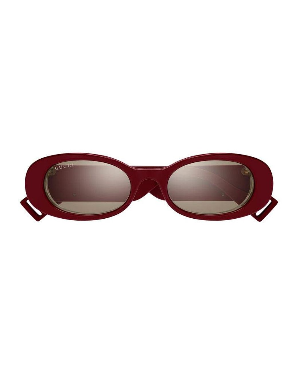 Gucci Red Sunglasses Oval Full Rim, Shiny Burgundy Frame And With Light Mirror Lens Gg0517S009