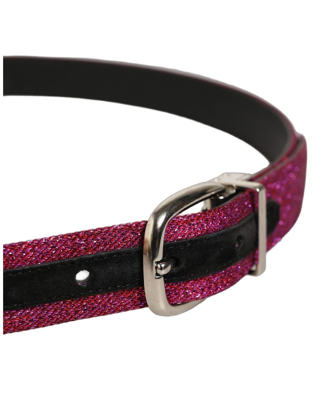 Dolce & Gabbana Purple Glitter Metal Buckle Belt Leather for men