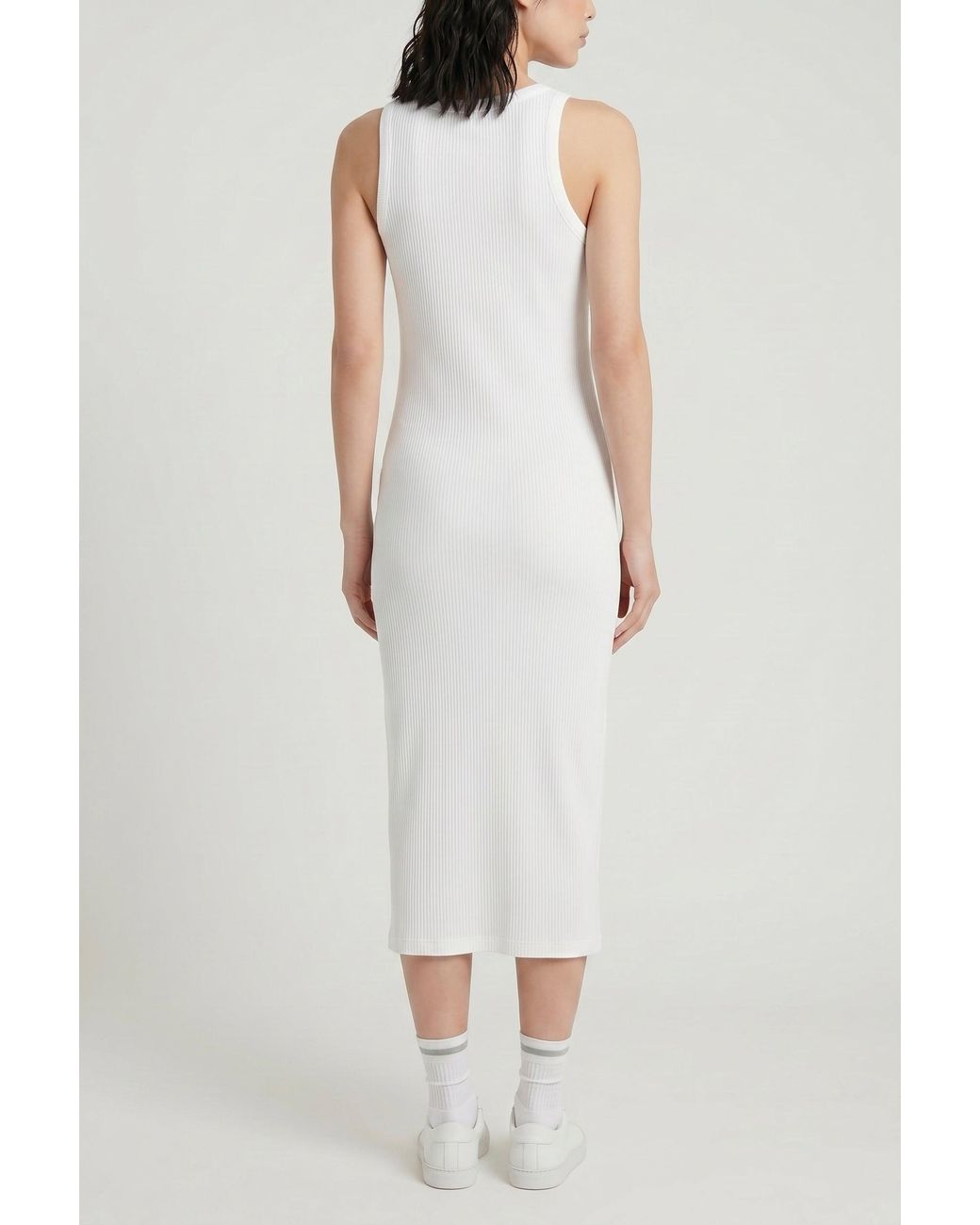 Brunello Cucinelli White Ribbed Tank Dress