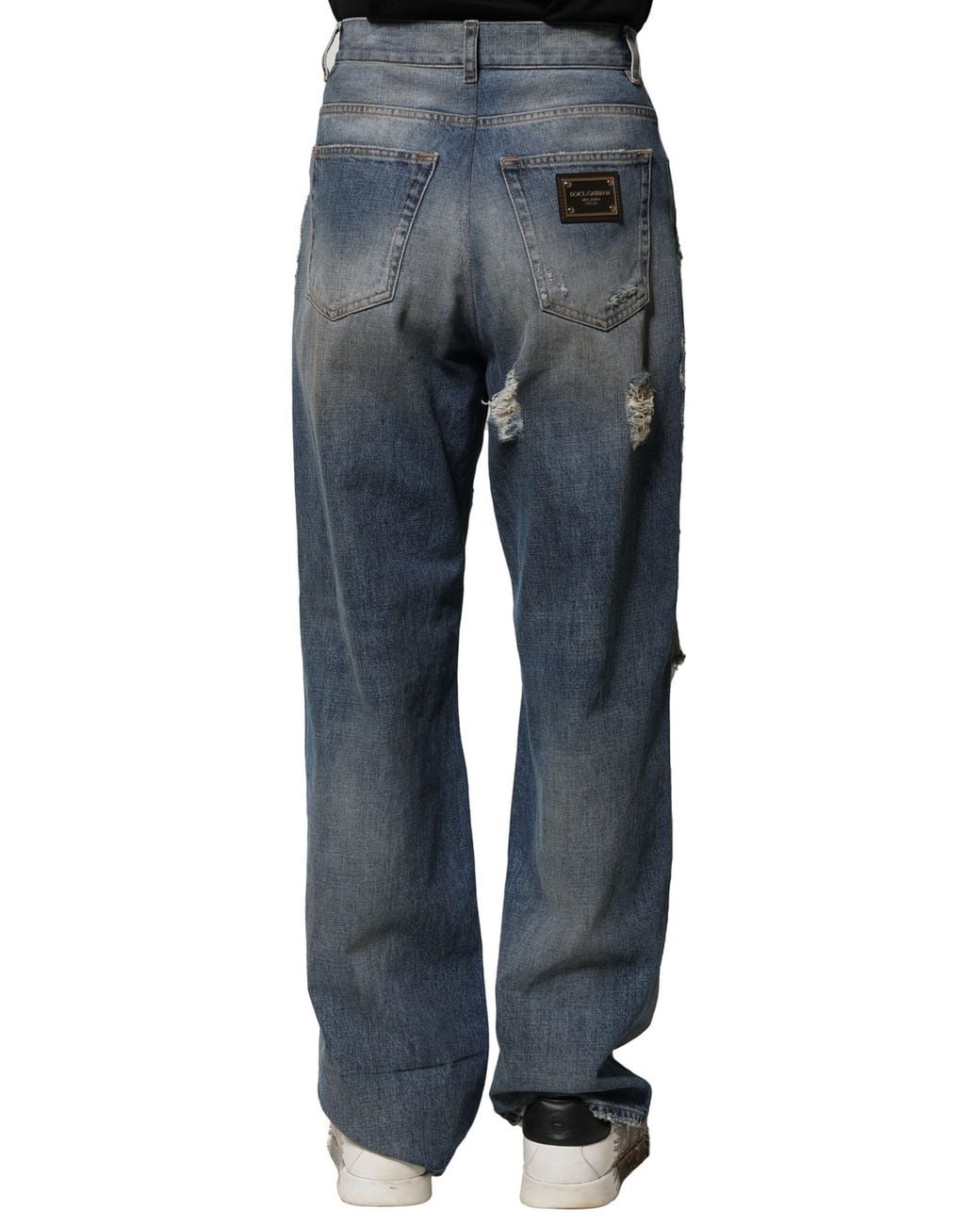 Dolce & Gabbana Blue Ripped Denim Jeans for men