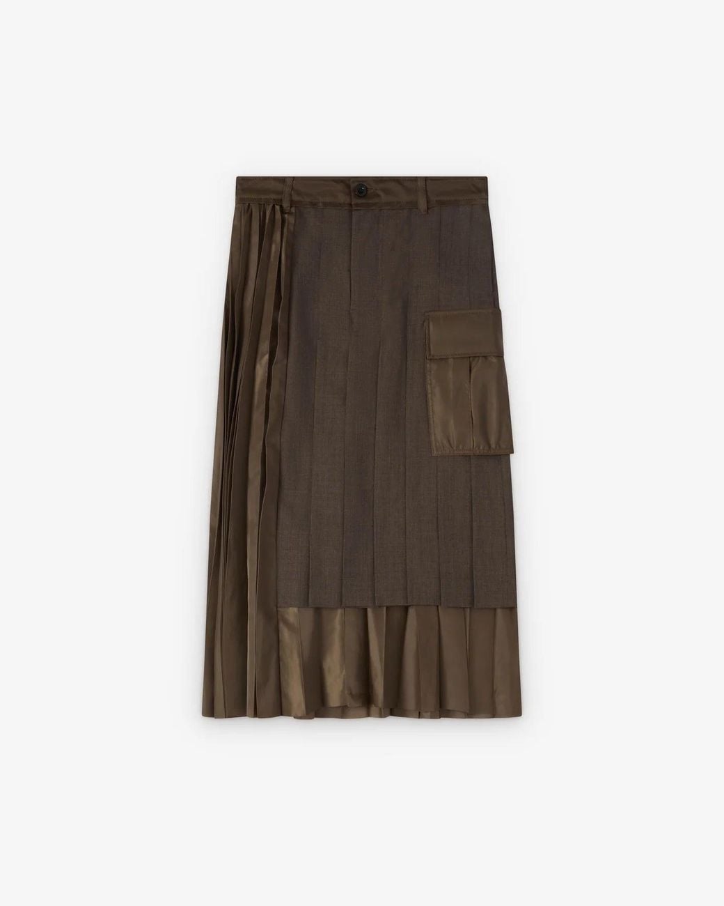 Sacai Brown Jupe Hybride Suiting X Nylon Twill Skirt Marron