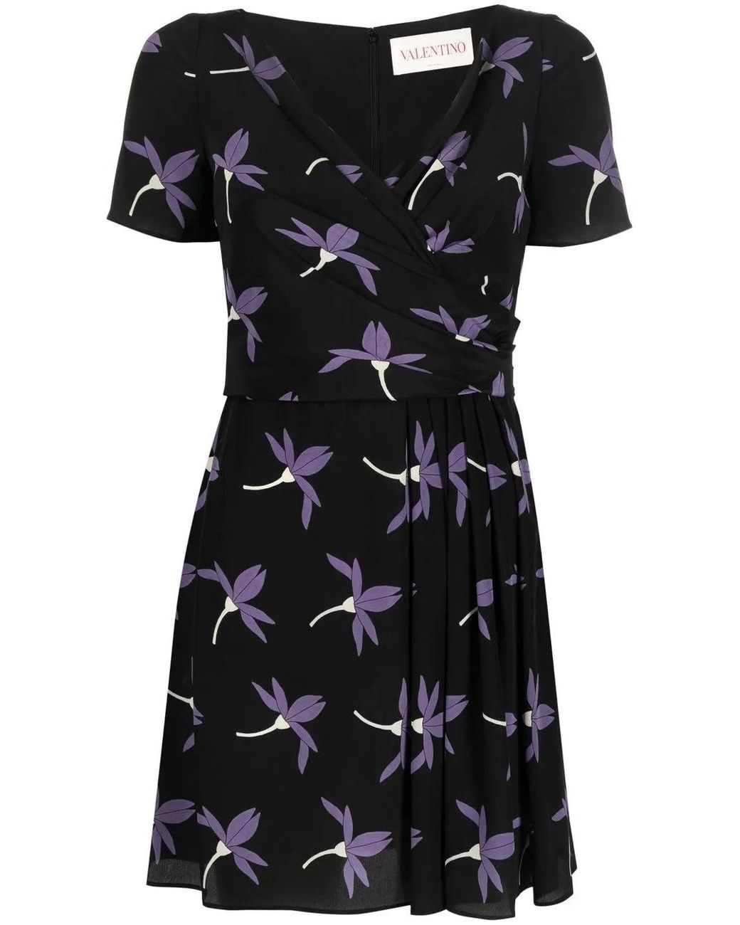 Valentino White Floral-Print Pleated Dress