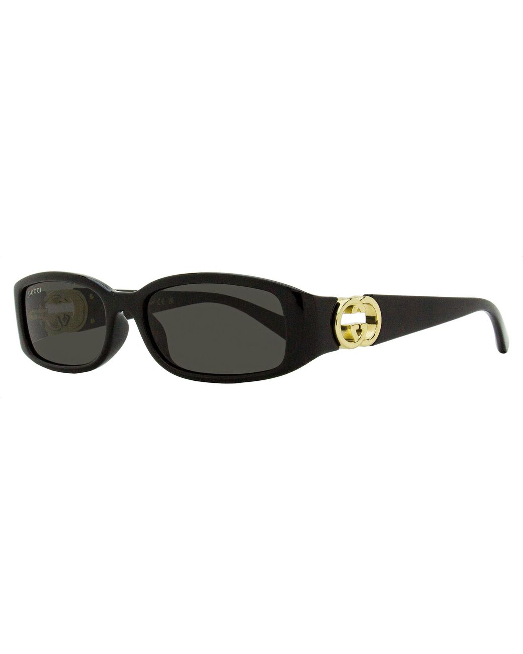Gucci Black Narrow Rectangular Sunglasses Gg1661S 001 54Mm Plastic (Injected)