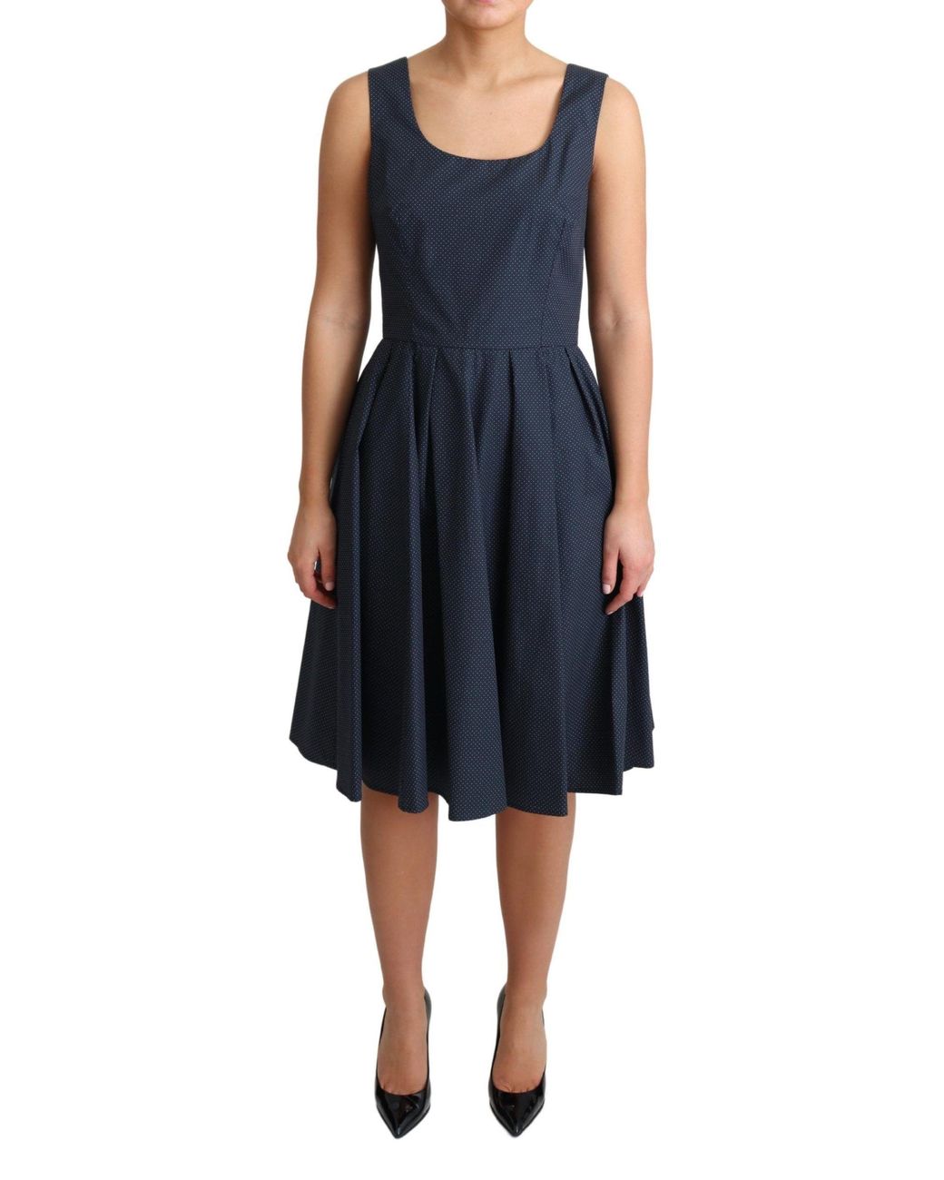 Dolce & Gabbana Blue Polka Dotted Cotton A-Line Dress