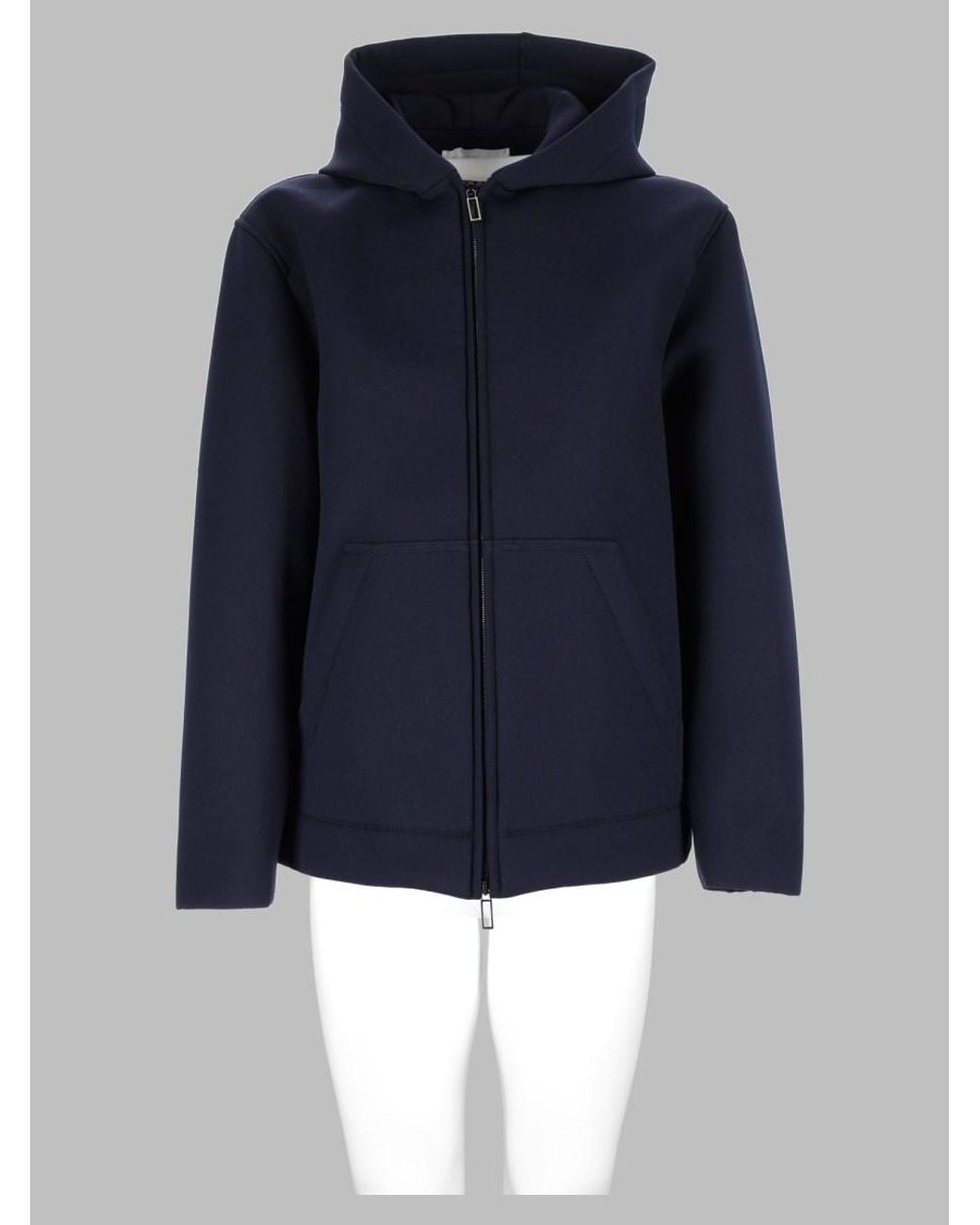 Paolo Pecora Blue Hooded Zip Jacket Polyester Viscose Elastane for men