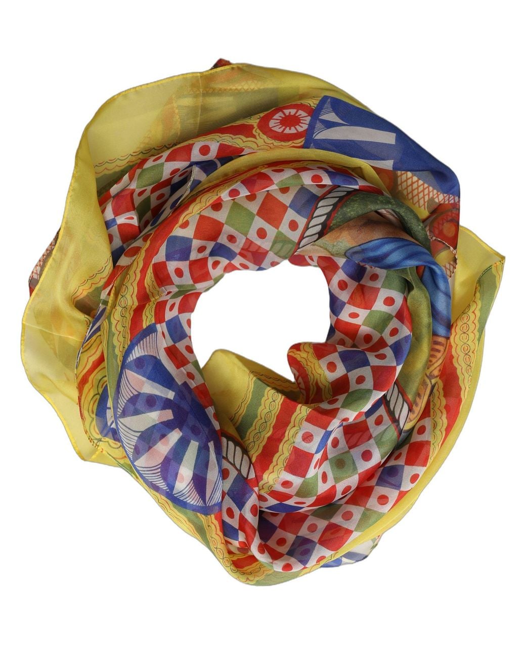 Dolce & Gabbana Multicolor Silk Carretto Foulard Scarf