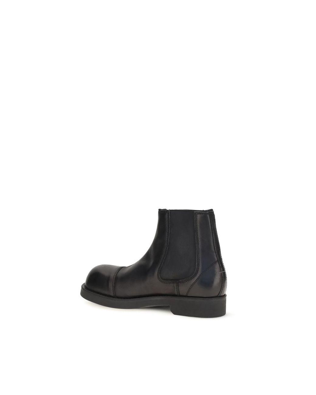 MM6 by Maison Margiela Black Calf Leather Bos Taurus Chelsea Boots for men