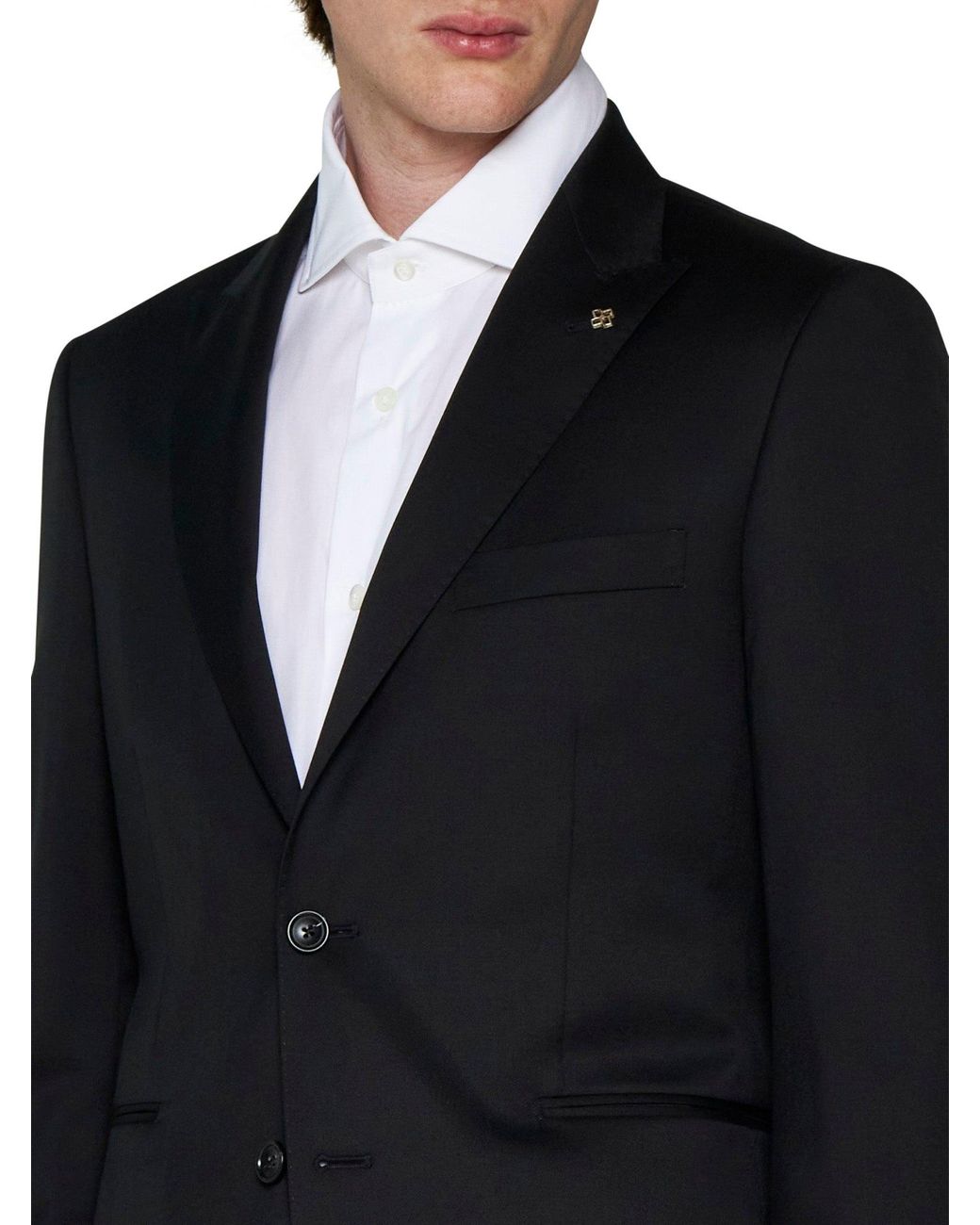 Tagliatore Black Single-Breasted Wool Suit for men