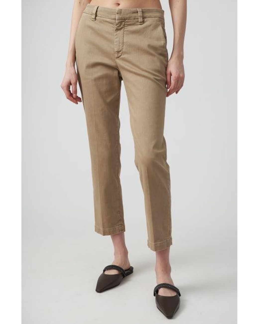 Brunello Cucinelli Natural Light Taupe Cotton Straight Trousers