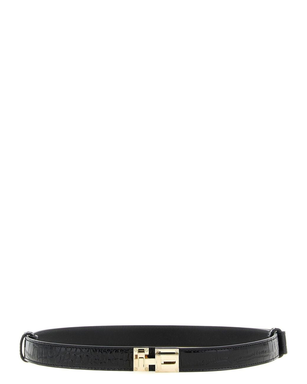 Tom Ford Black Crocodile-Print Leather Belt