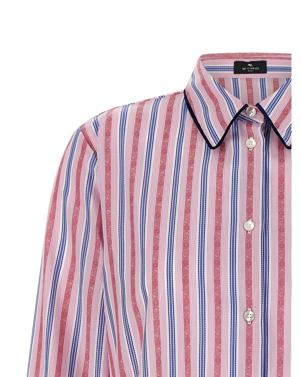 Etro Red Etro Fil Coupé Striped Cotton Blouse