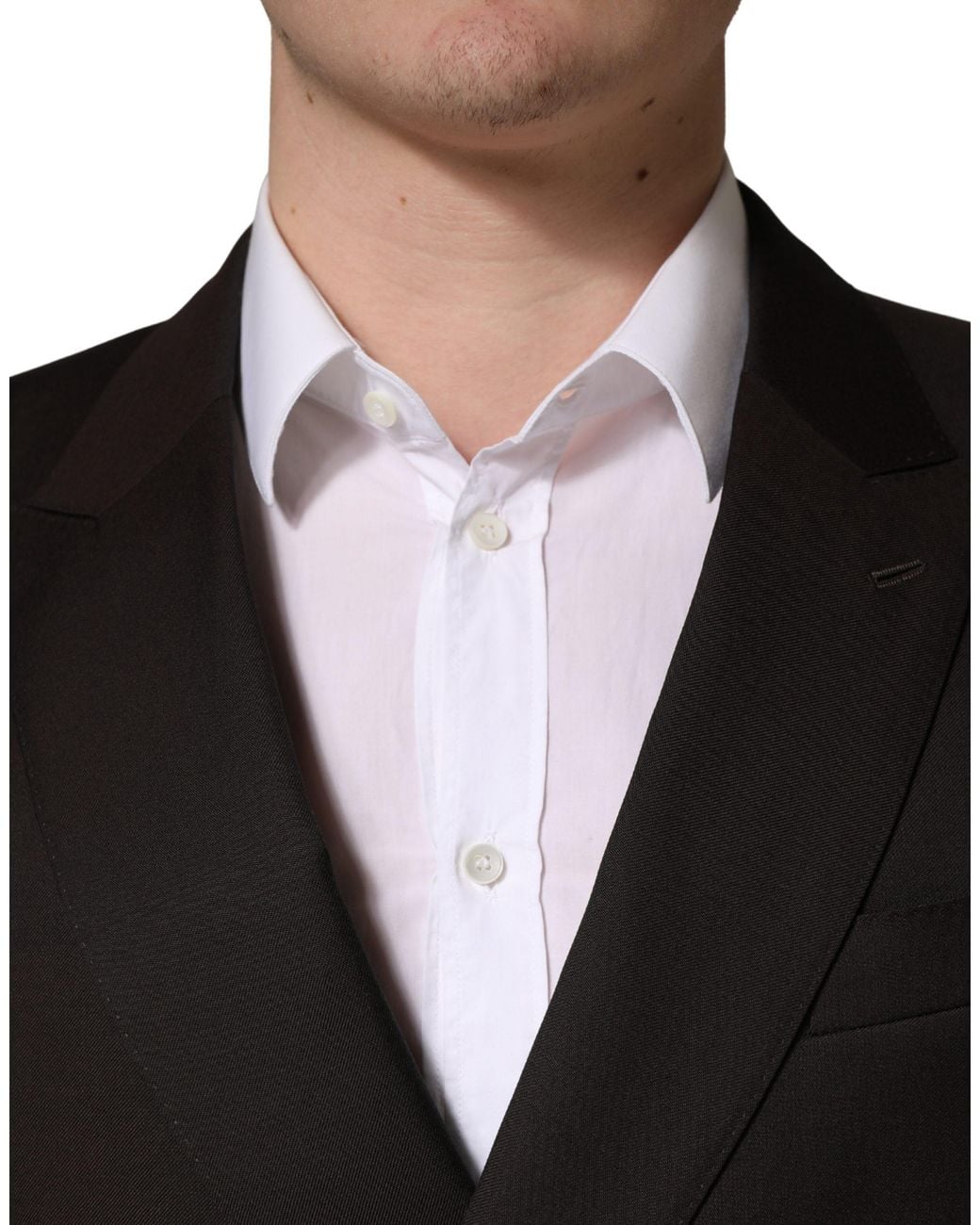 Dolce & Gabbana Black Dark Wool Double Breasted Suit Jacket Silk Virgin for men