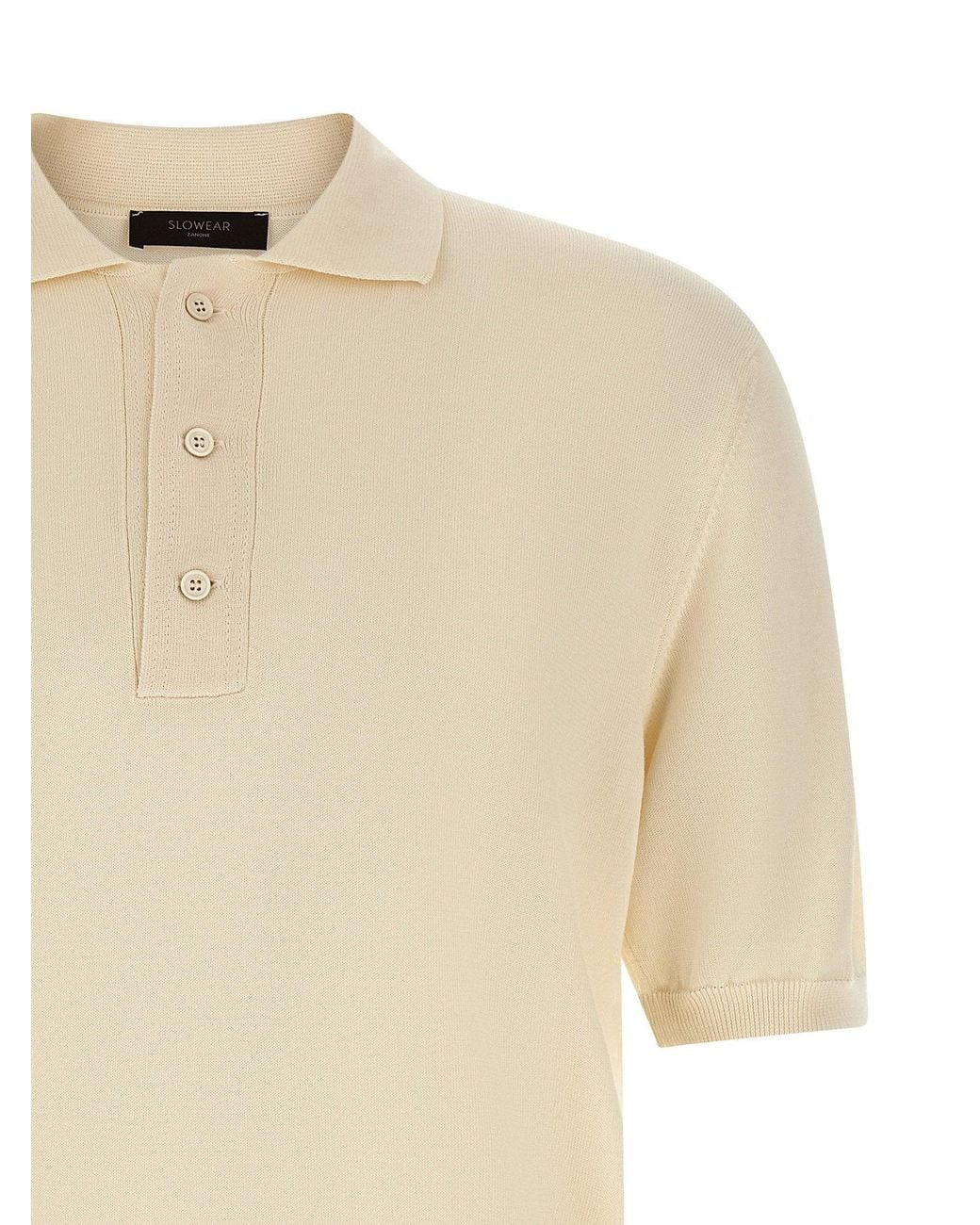Zanone Natural Cotton Knit Polo Shirt for men