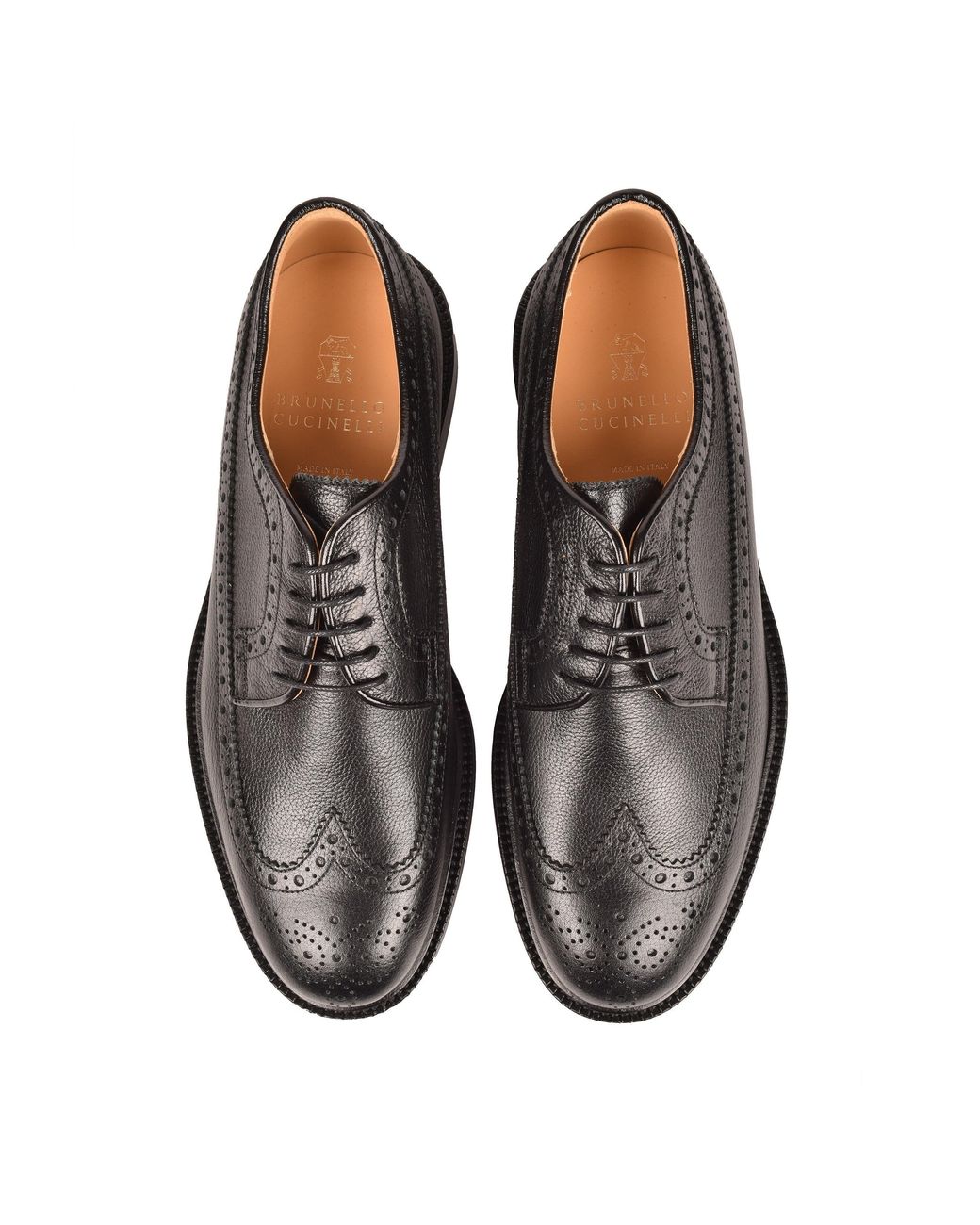 Brunello Cucinelli Gray Leather Brogue Shoes for men