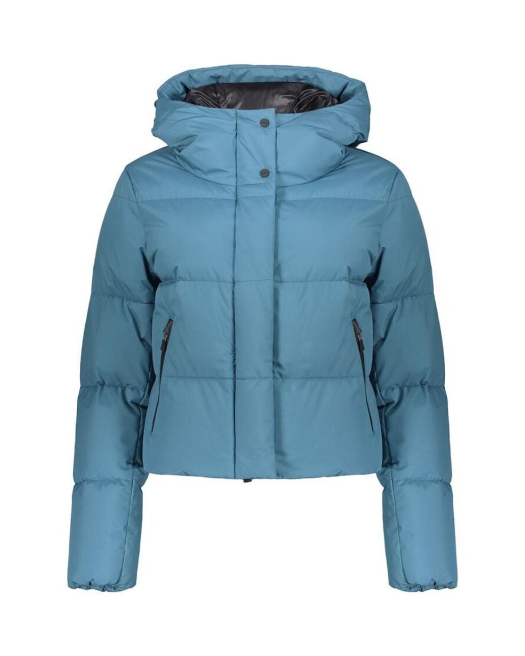 Herno Blue Laminar Quilted Gore-Tex Infinium Windstopper Down Jacket Rings