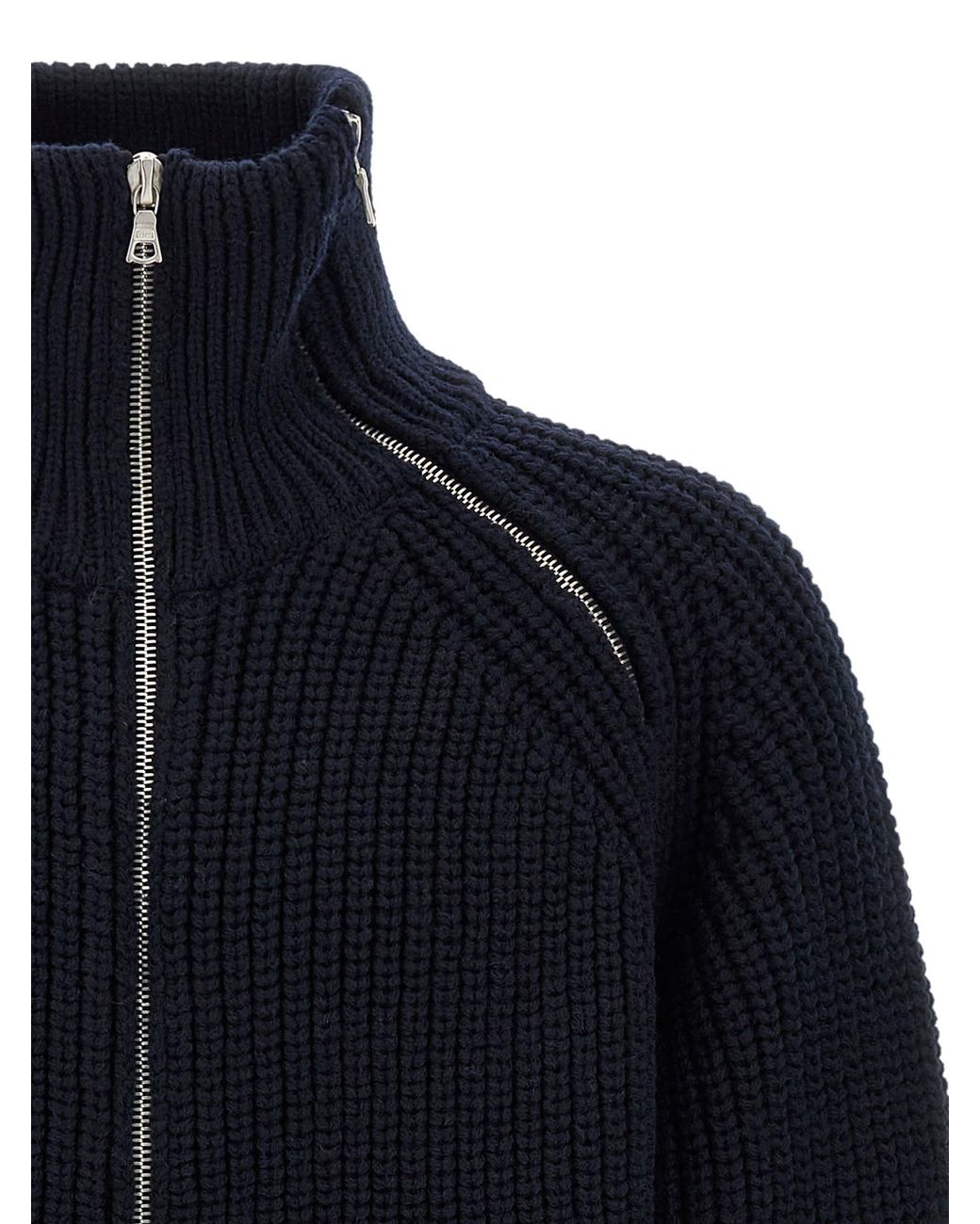 トップス DRIES VAN NOTEN 24awZipped Sweater Monty Dries Van Noten Monty Full-Zip Turtleneck Sweater in Blue for Men