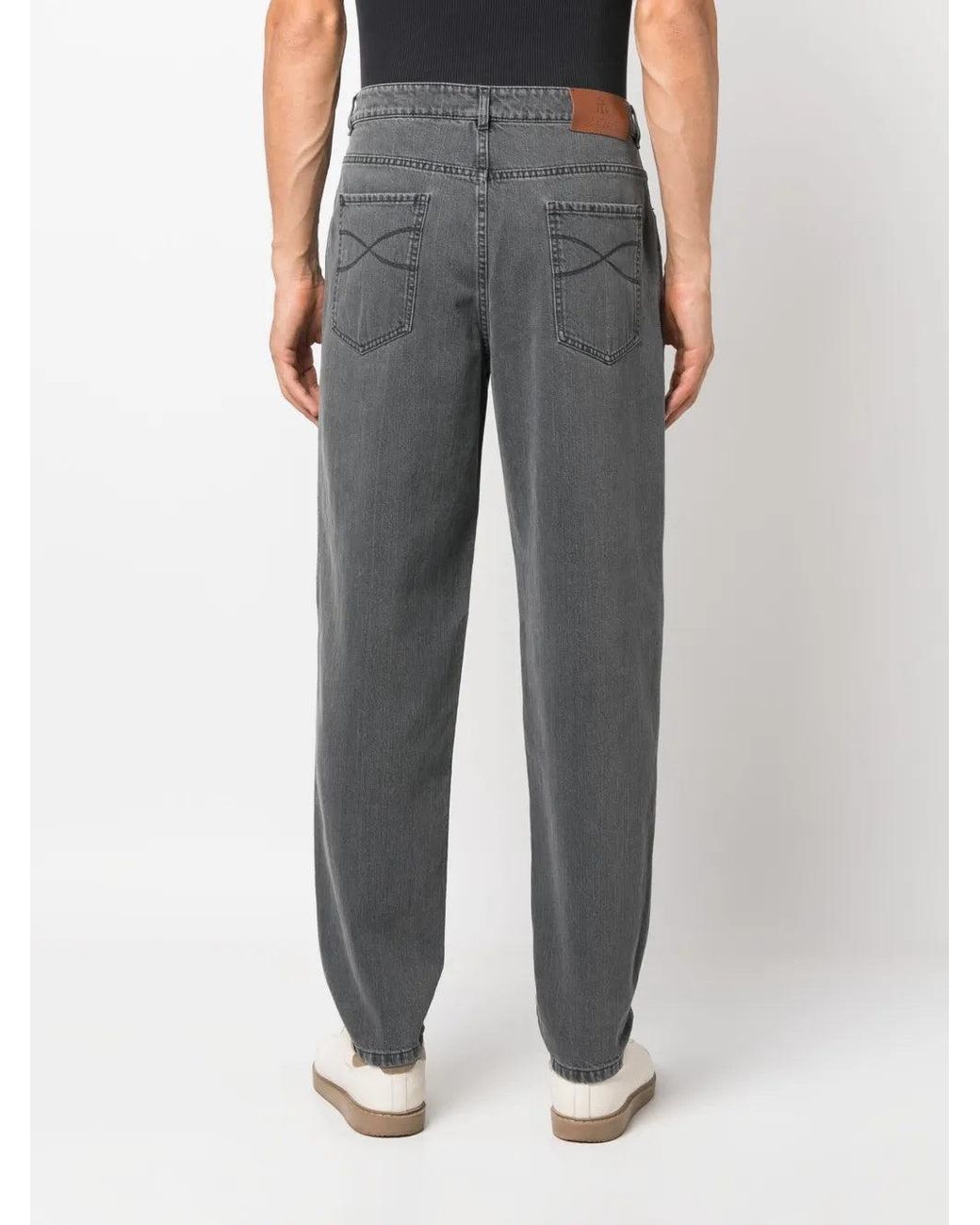 Brunello Cucinelli Gray Charcoal Straight Leg Trousers for men