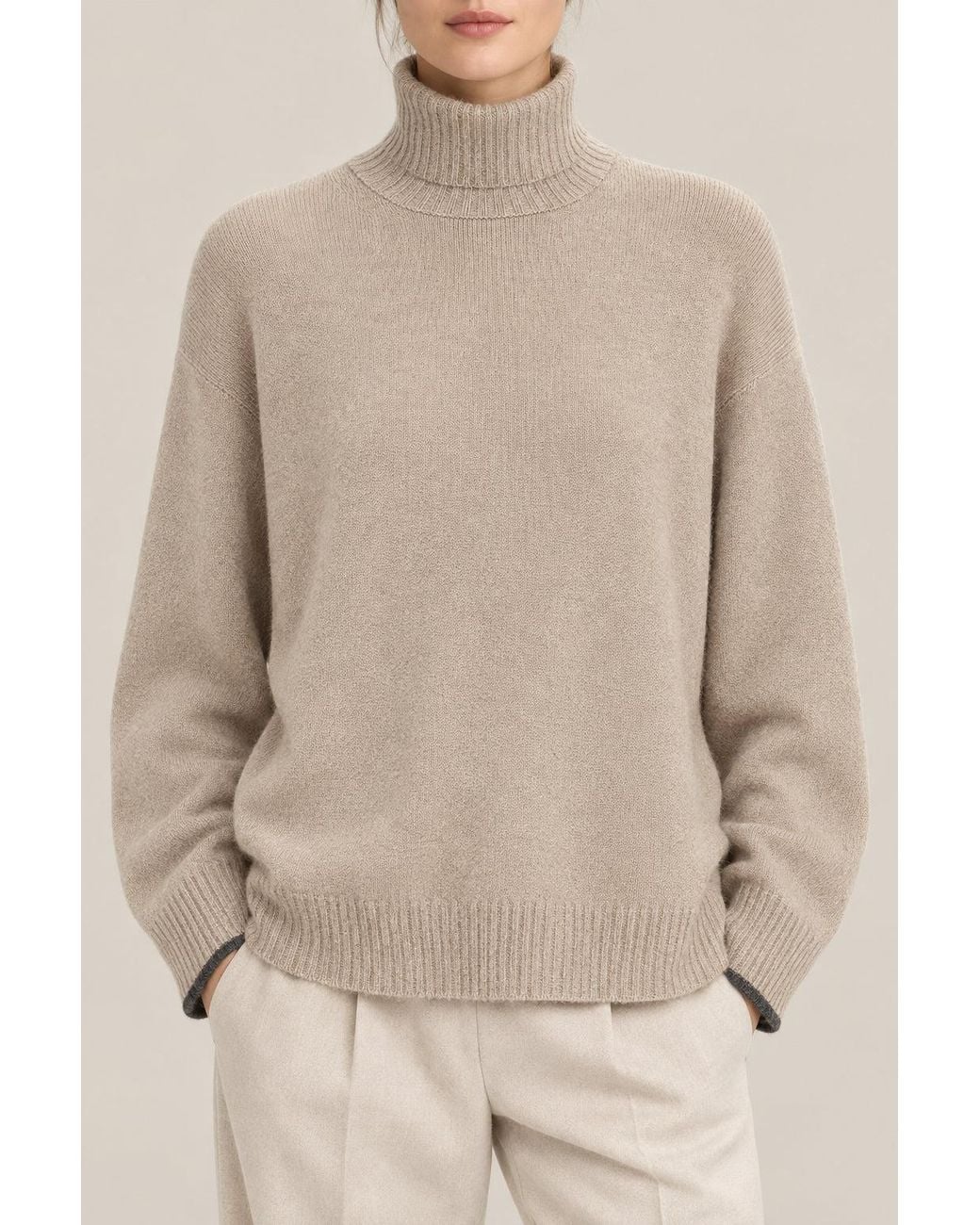 Brunello Cucinelli Natural Wool Oversized Sweater Clothing
