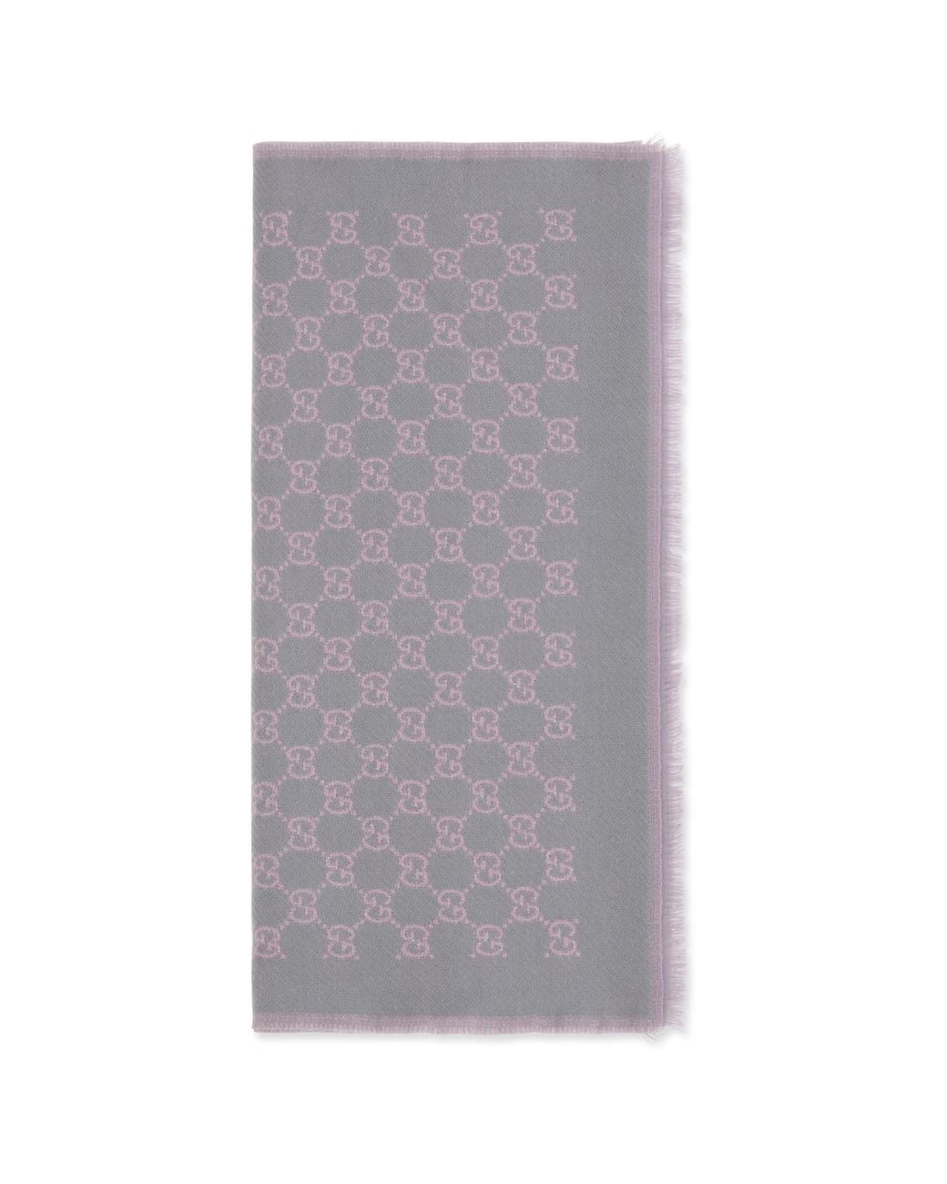 Gucci White Wool Scarf Miss Stenny Gg Monogram Flannel Merino Scarfs