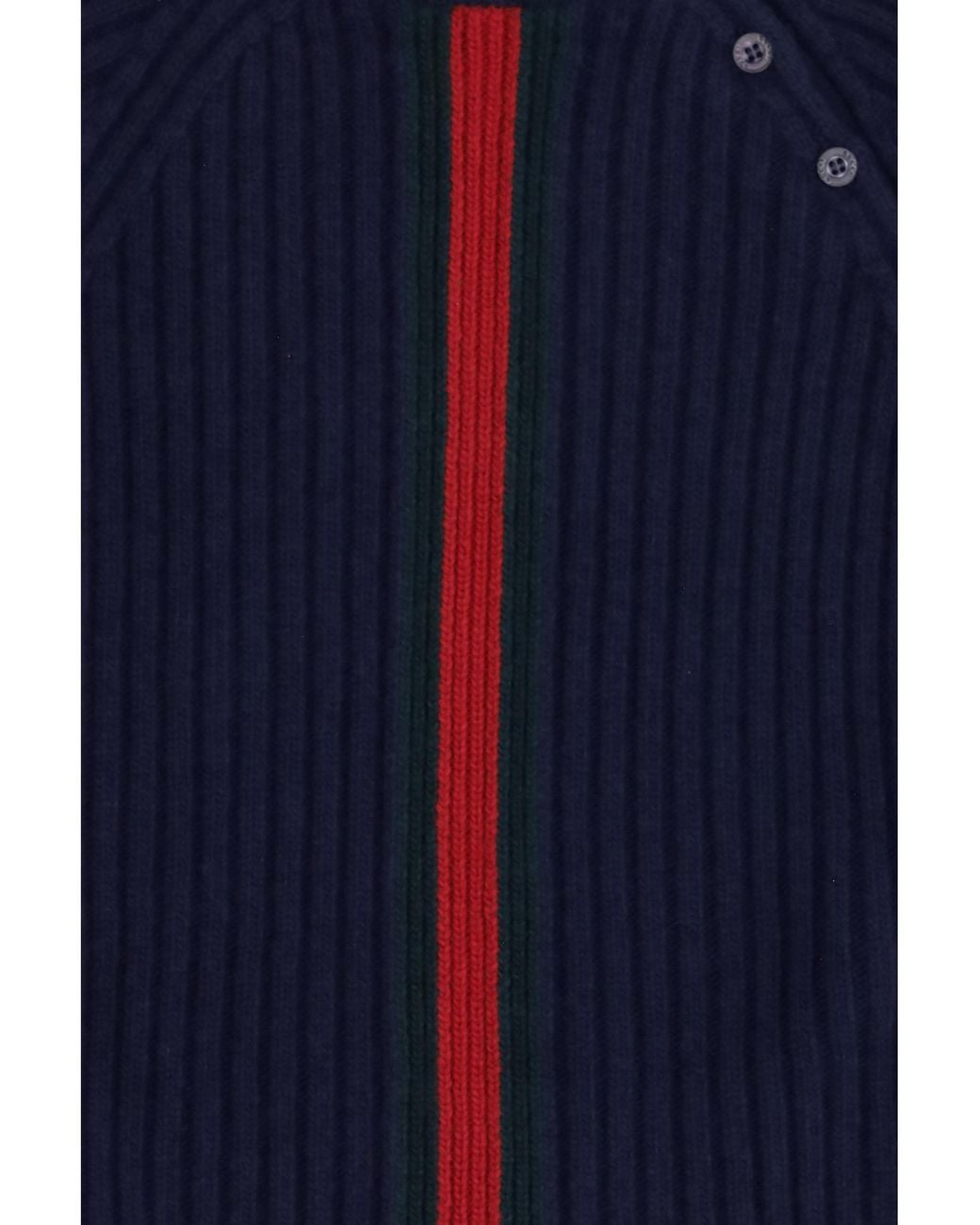 Gucci Blue Web Stripe Wool Sweater For Boy Merino Ovis Aries for men