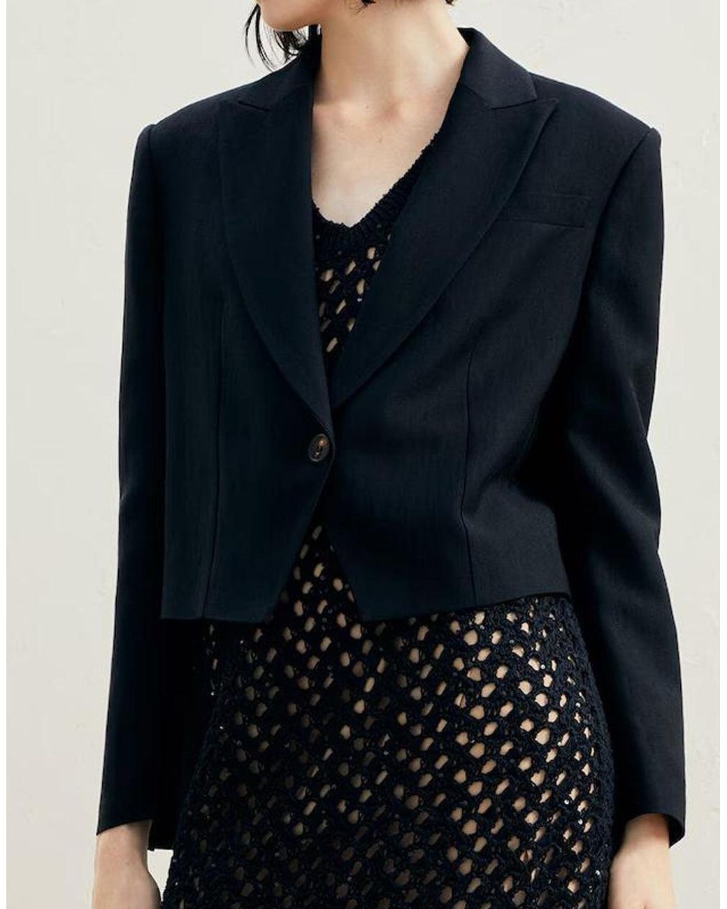 Brunello Cucinelli Blue Cropped Linen Blazer