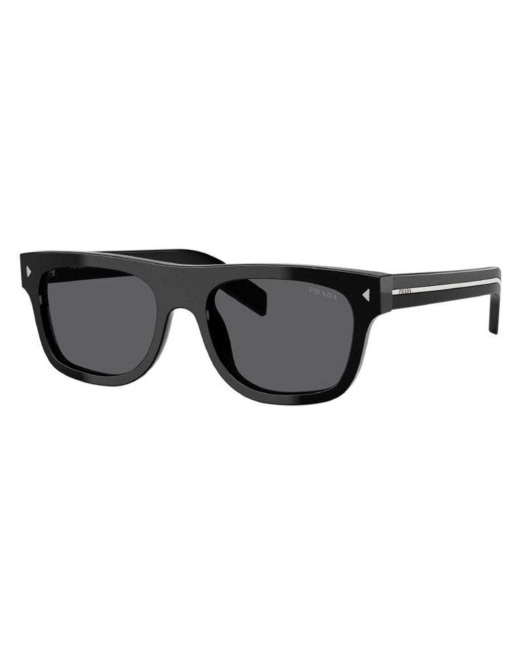 Prada Black Sunglasses Oval Full Rim, Frame And Dark Lens Prb12S16K731 for men