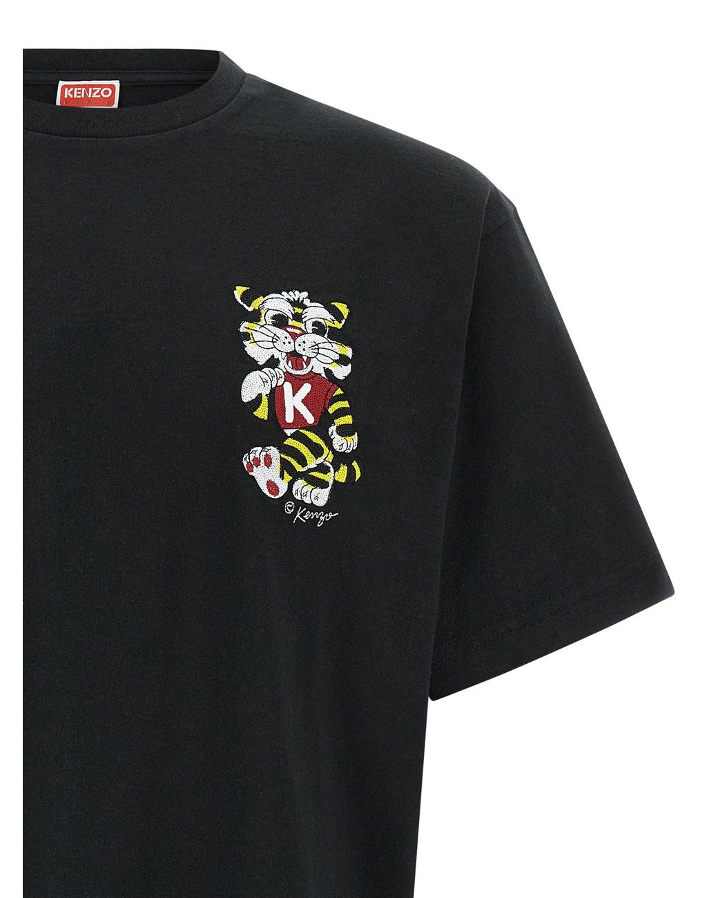 KENZO Black Wild Tiger Embroidered T-Shirt for men