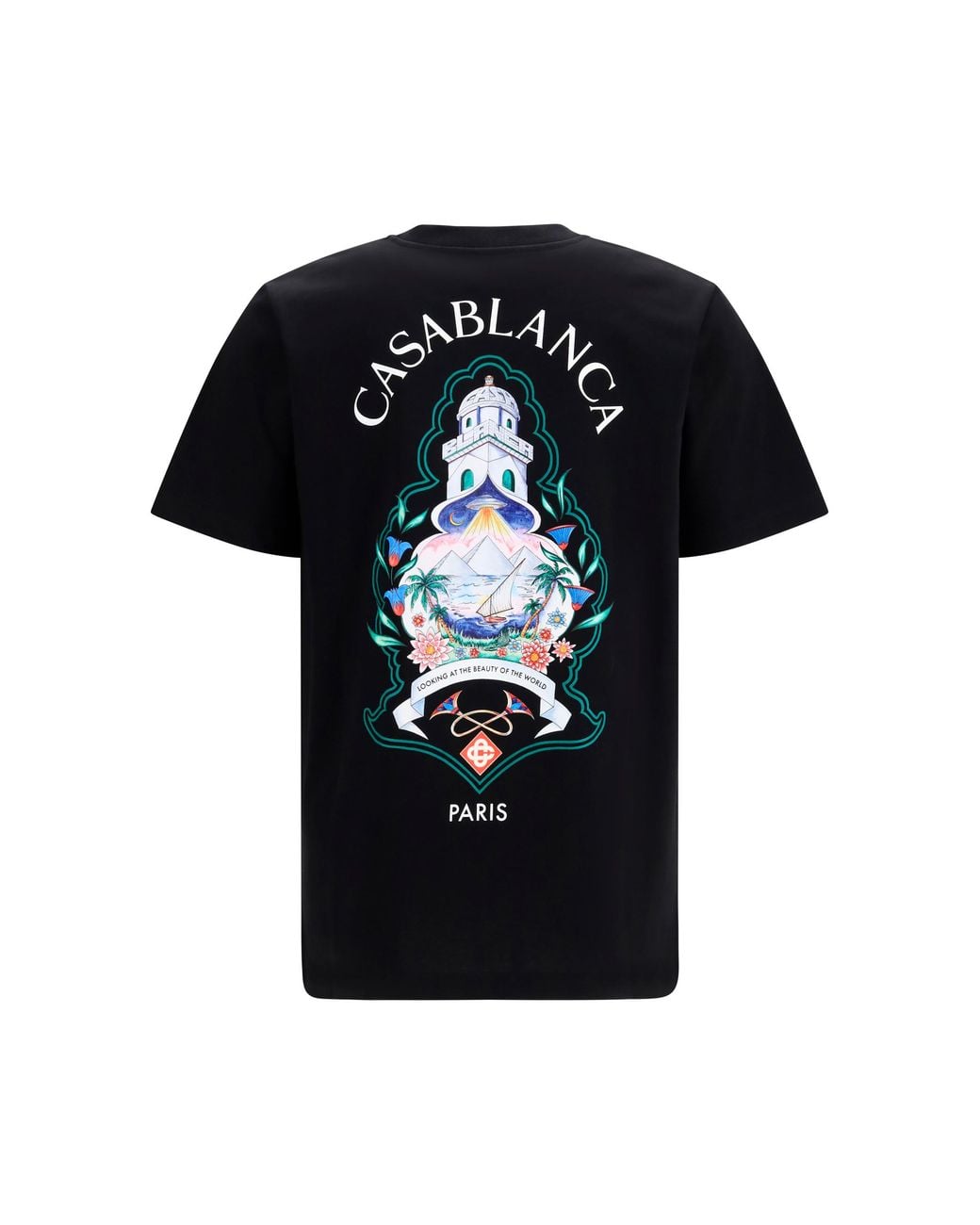 Casablanca Black Paris Graphic T-Shirt Cotton T-Shirts And Polos for men