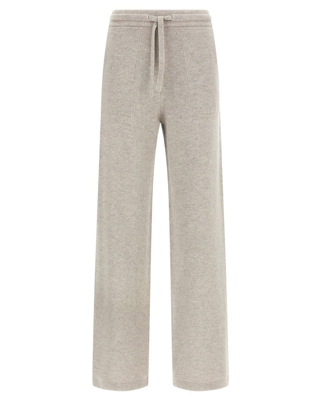 Max Mara Gray Wool And Cashmere Knit Trousers
