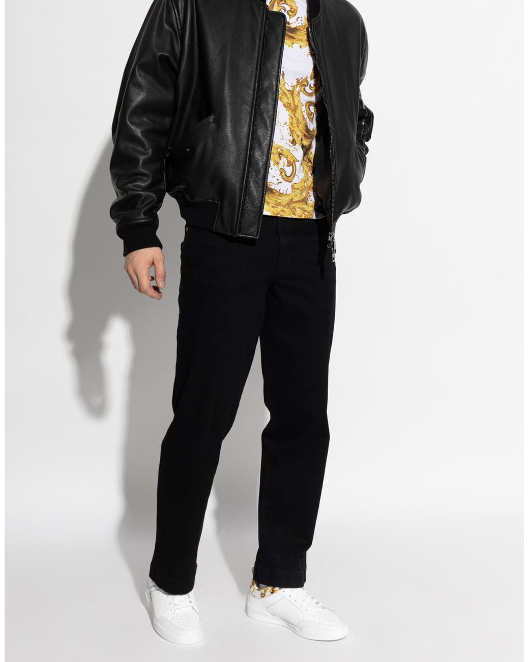 Versace White Barocco Print Low-Top Sneakers for men
