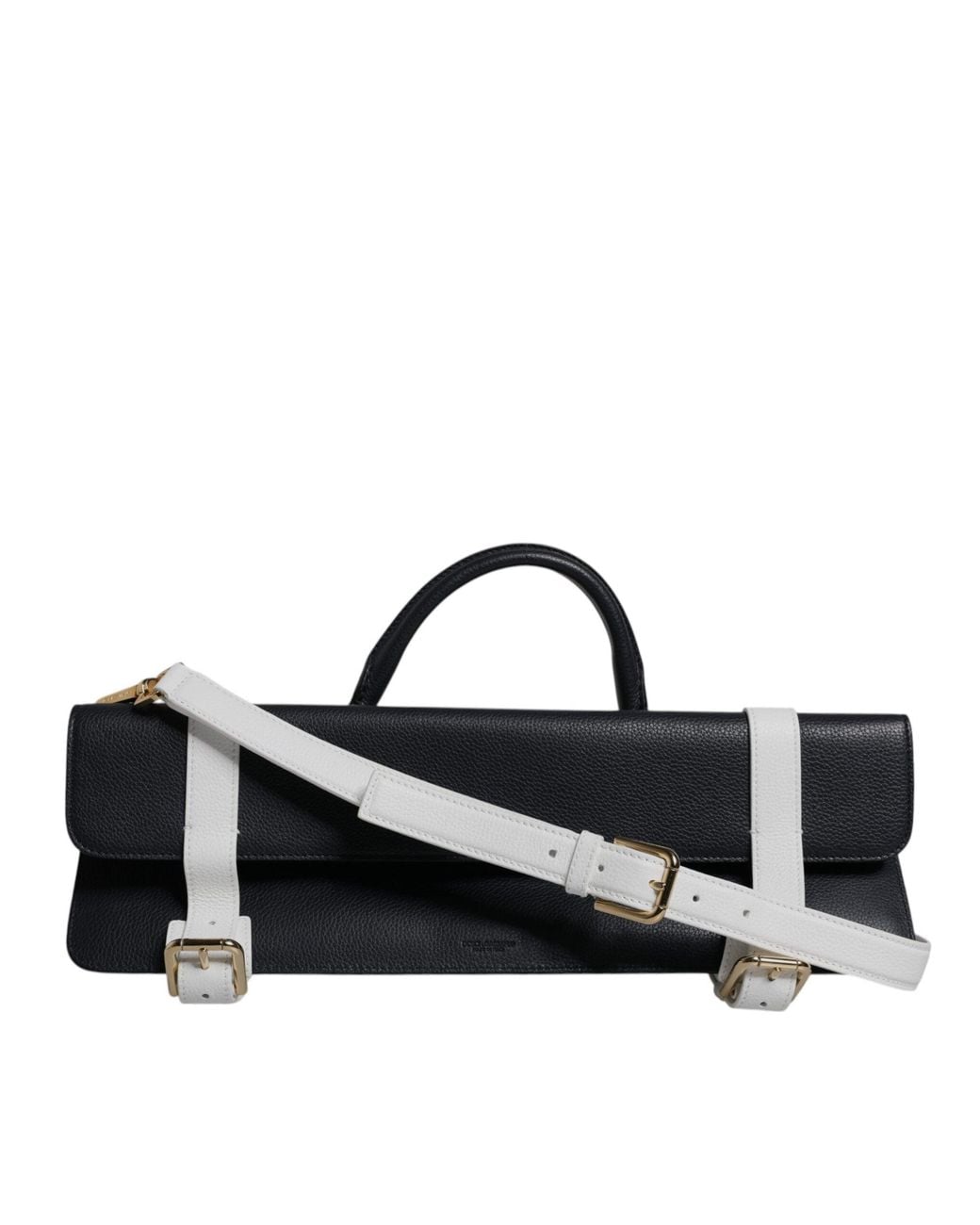 Dolce & Gabbana White Dolce & Gabbana Two-Tone Calfskin Leather Shoulder Bag