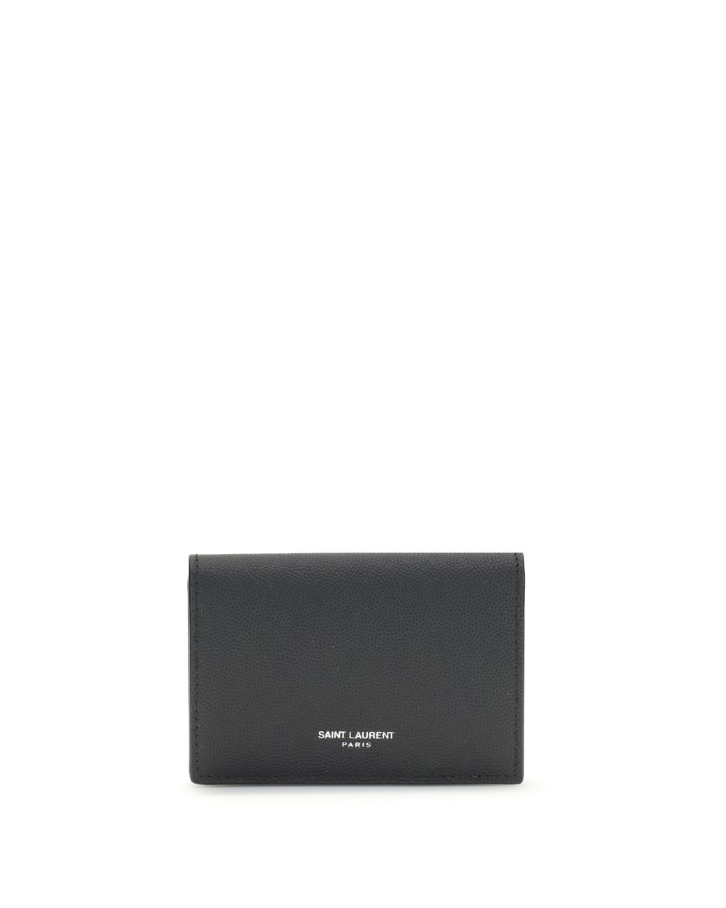 Saint Laurent Gray Grain De Poudre Leather Business Card Holder for men