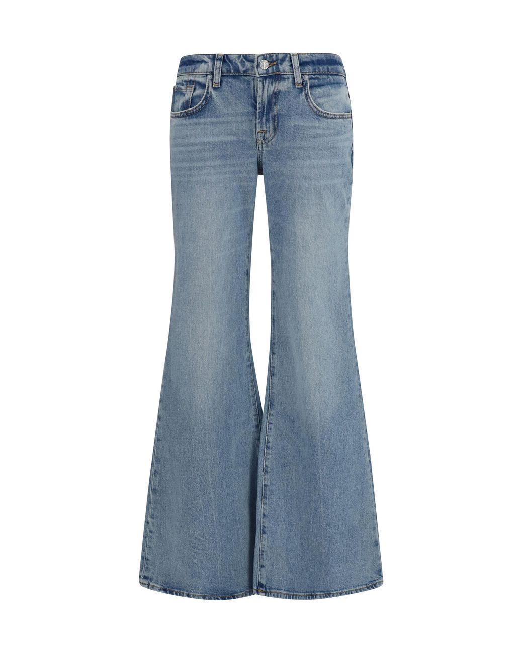 7 For All Mankind Blue Low-Rise Five-Pocket Jeans Cotton