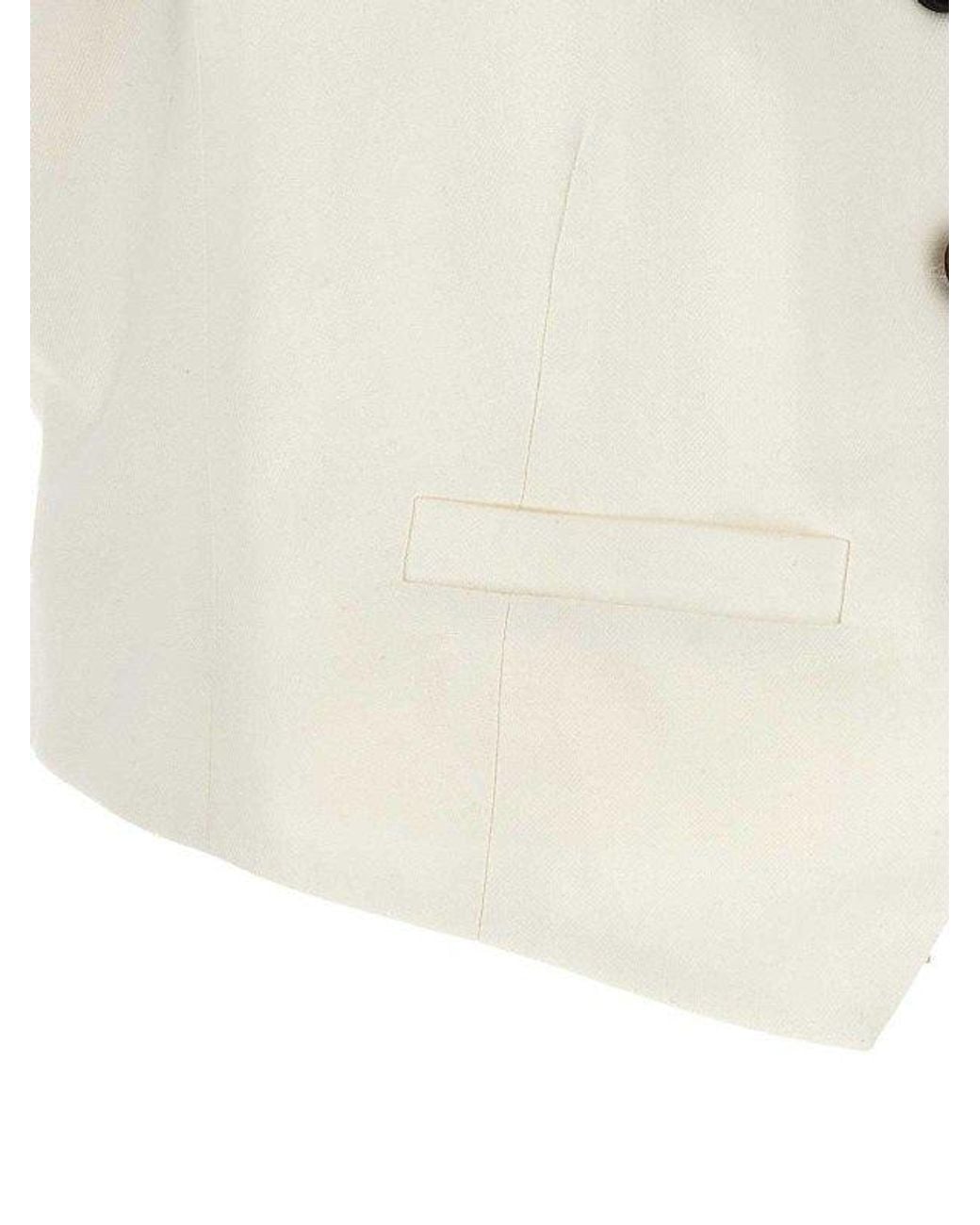 Brunello Cucinelli Natural Off Linen Blend Vest
