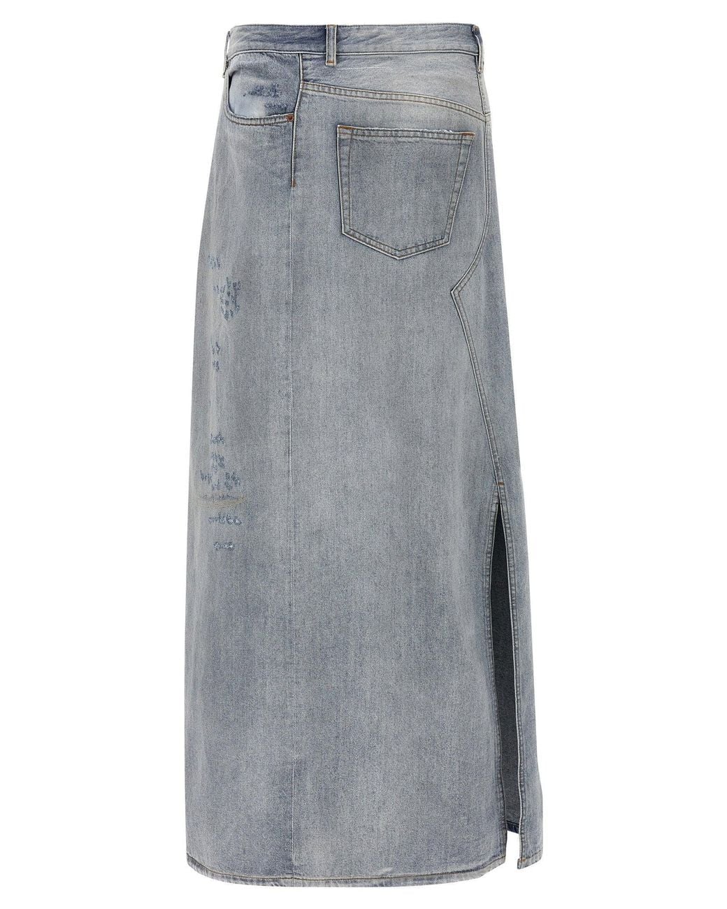 MM6 by Maison Margiela Gray Asymmetrical Construction Denim Skirt