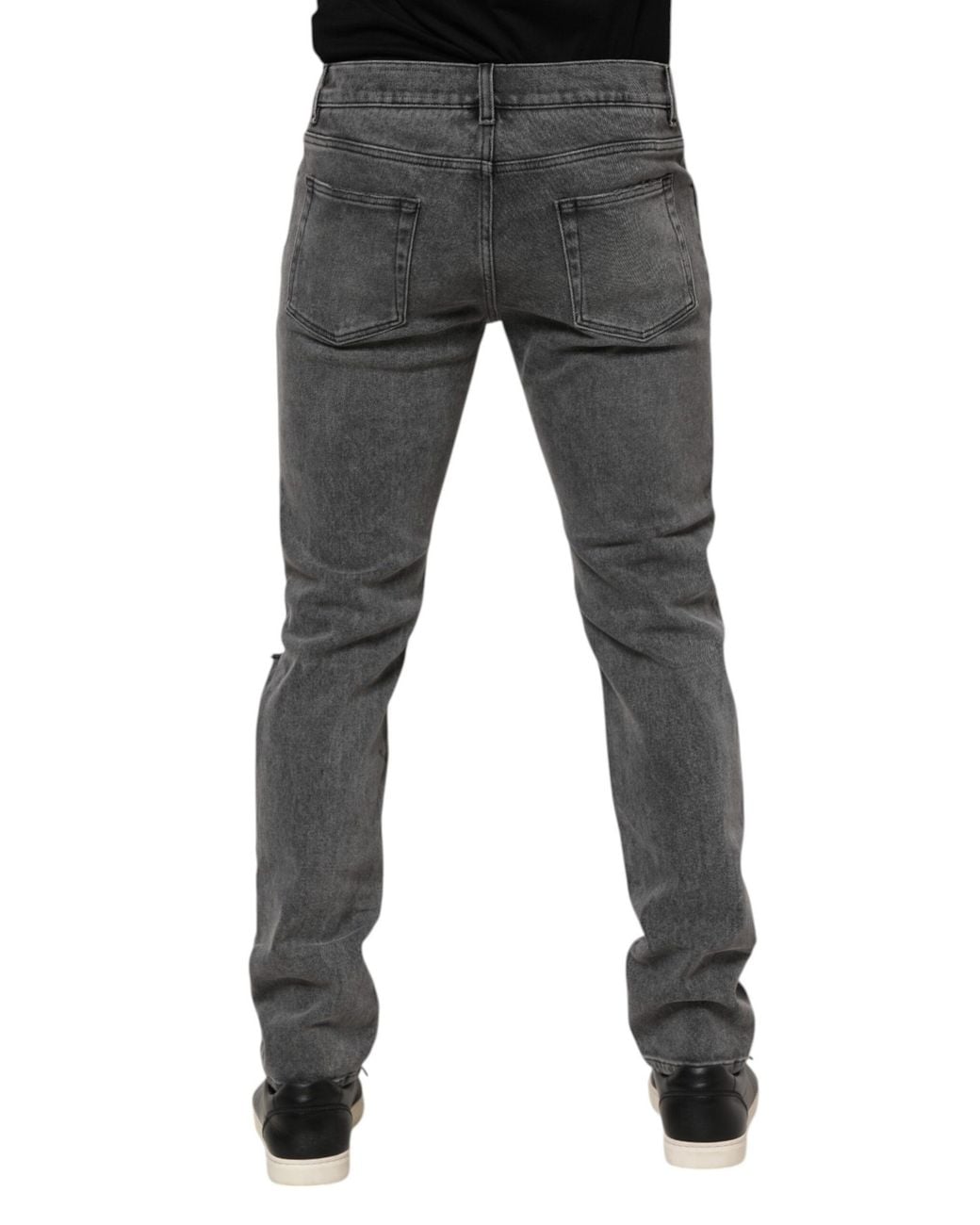 Dolce & Gabbana Gray Ripped Straightleg Jeans for men