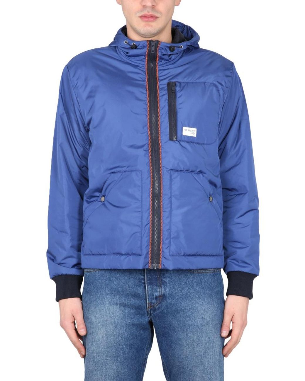 Fay Blue Bomber Jacket With Logo Polyamide for men