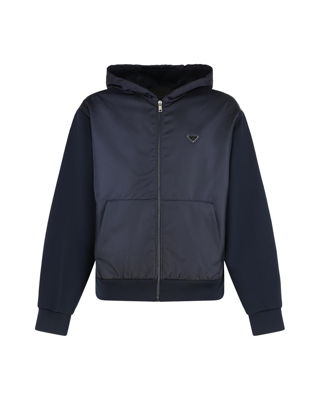 Prada Blue Full Zip Hoodie Cotton for men