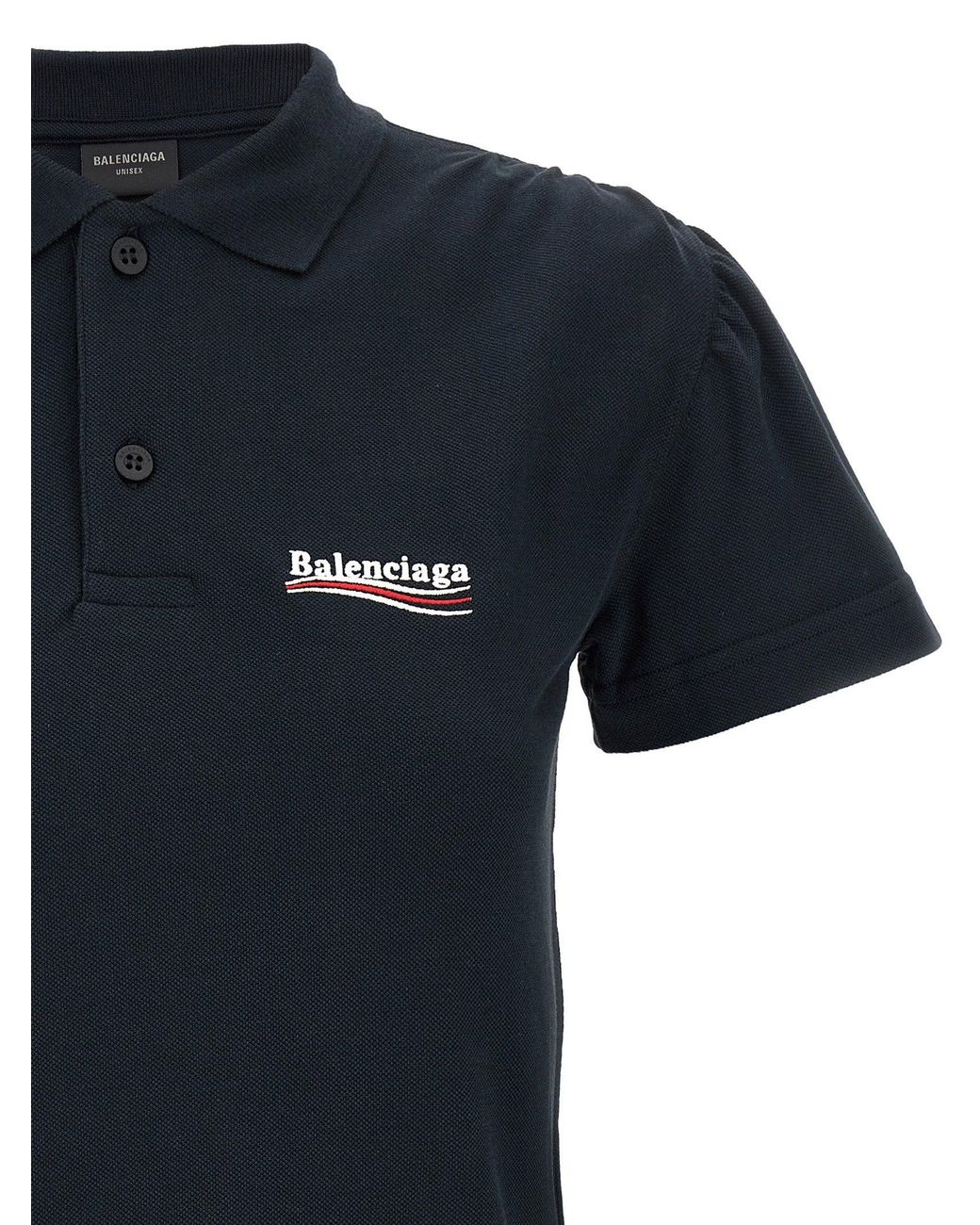 Balenciaga Black Logo-Embroidered Piqué Polo Shirt