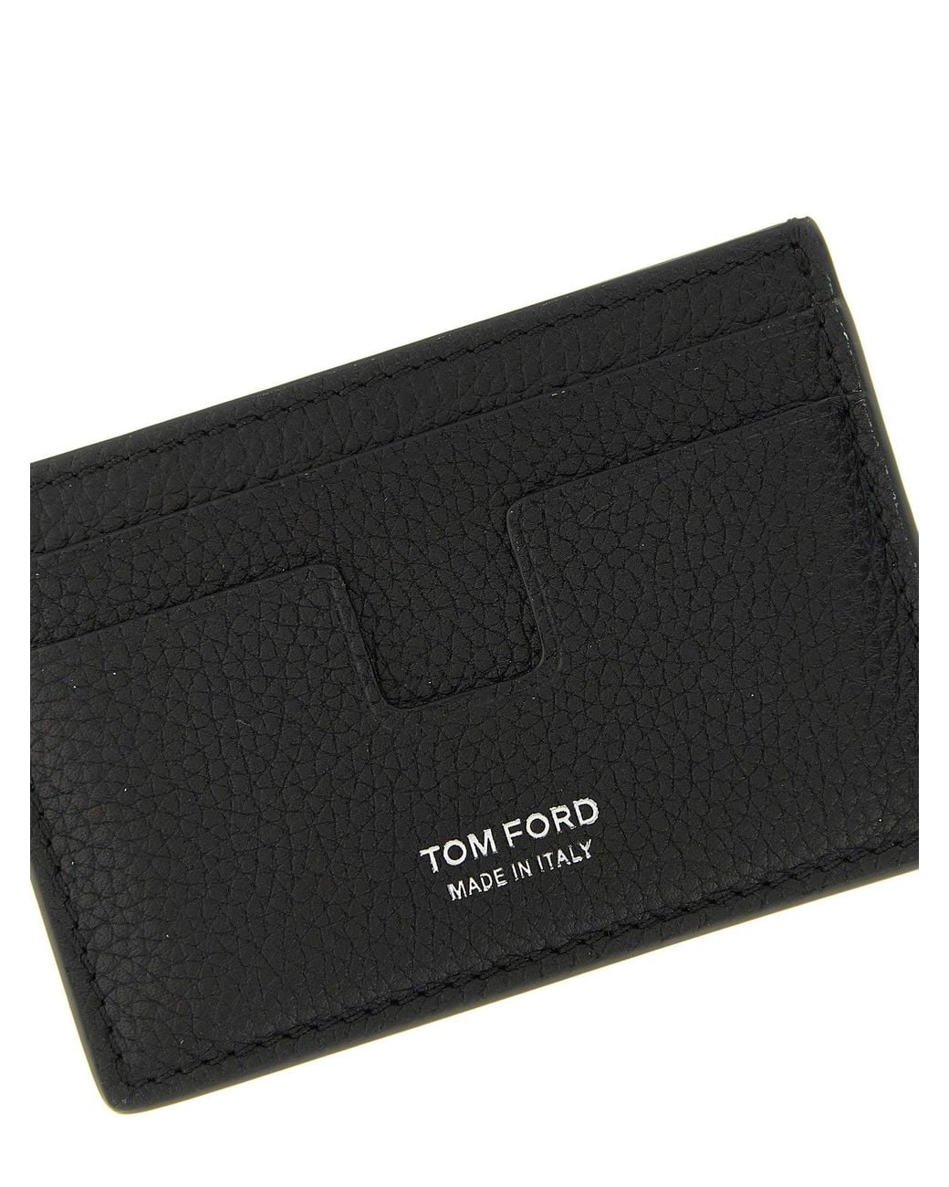 Tom Ford Black Hammered Leather Card Case