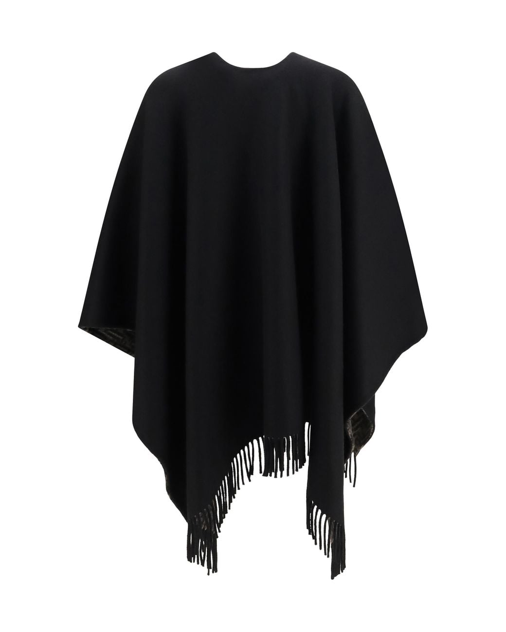 Fendi Black Poncho Ff Zucca Wool-Cashmere Merino Wool (Ovis Aries) Scarfs