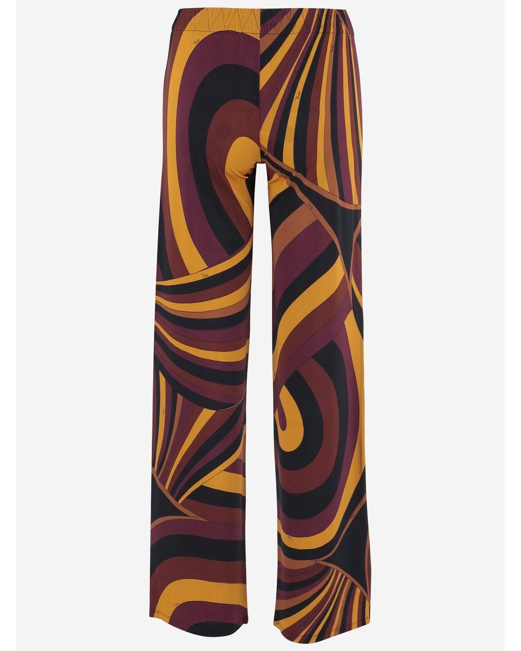 Emilio Pucci Red Satin Jersey Iride Print Pants Viscose Trousers