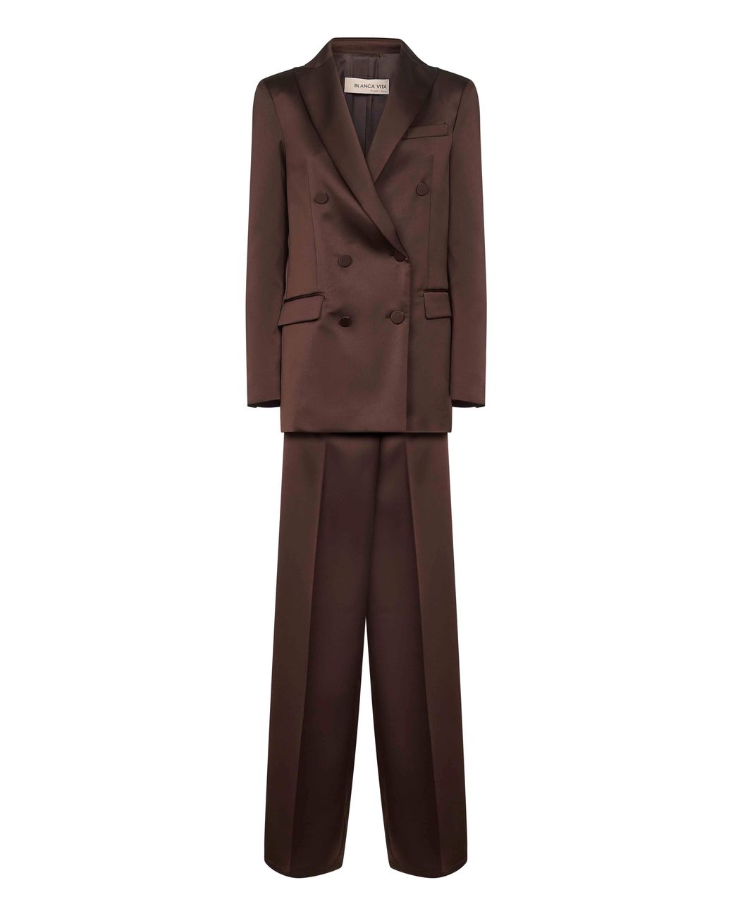 Blanca Vita Brown Coffee Satin Telvera Suit Synthetic
