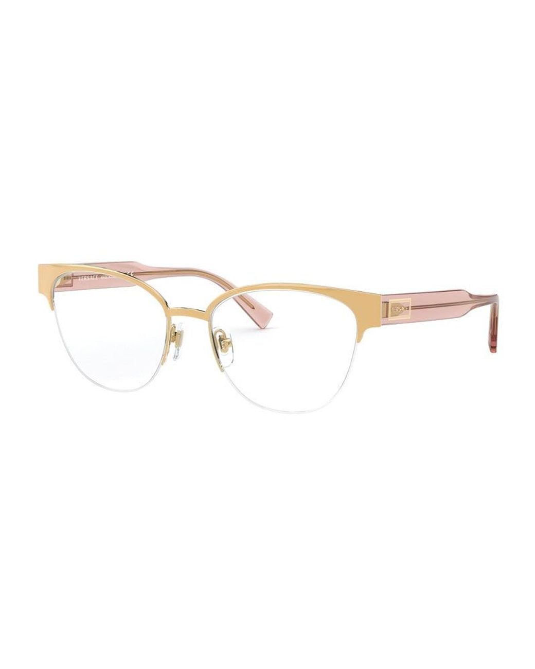Versace Black Eyeglasses Cat Eye Semi Rim, Frame And Clear Demo Lenses Lens Ve12651463 Sunglasses