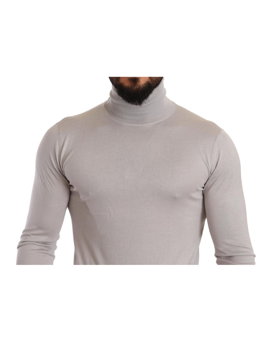 Dolce & Gabbana Gray Cashmere Turtleneck Pullover Sweater Silk Clothing for men