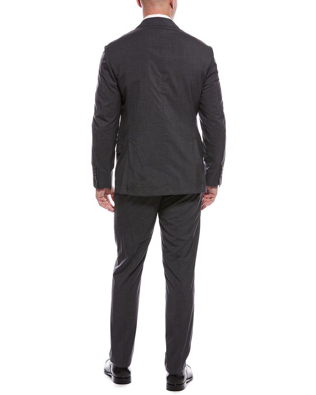 Brunello Cucinelli Black Anthracite Wool Silk Tailored Blazer for men