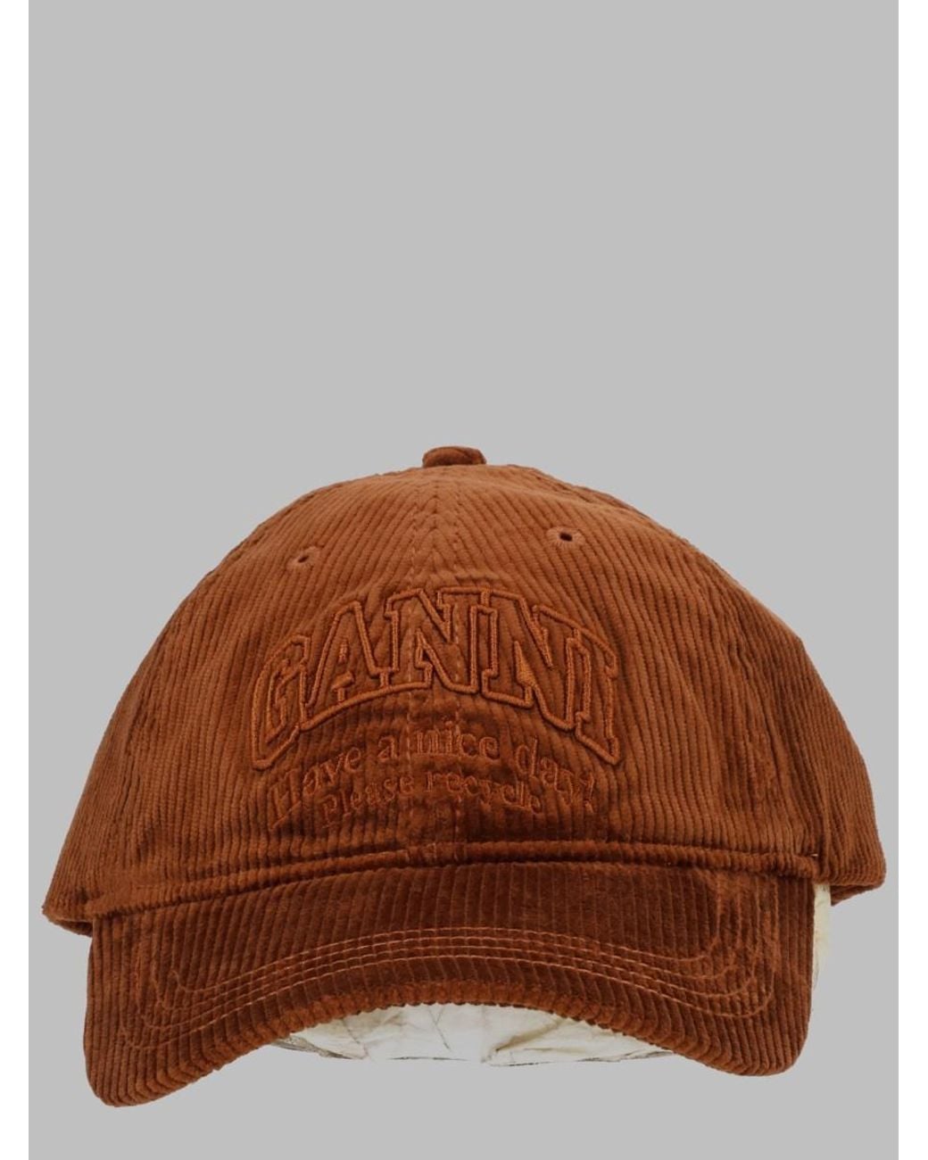Ganni Brown Corduroy Baseball Cap Organic Cotton Hat