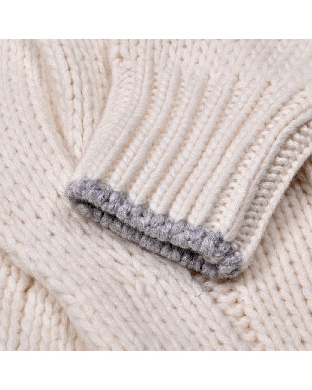 Brunello Cucinelli Gray Cream Cashmere Cable Sweater for men