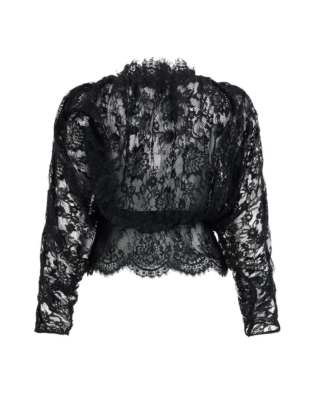 Self-Portrait Black Lace Long-Sleeve Blouse Polyamide Shirt